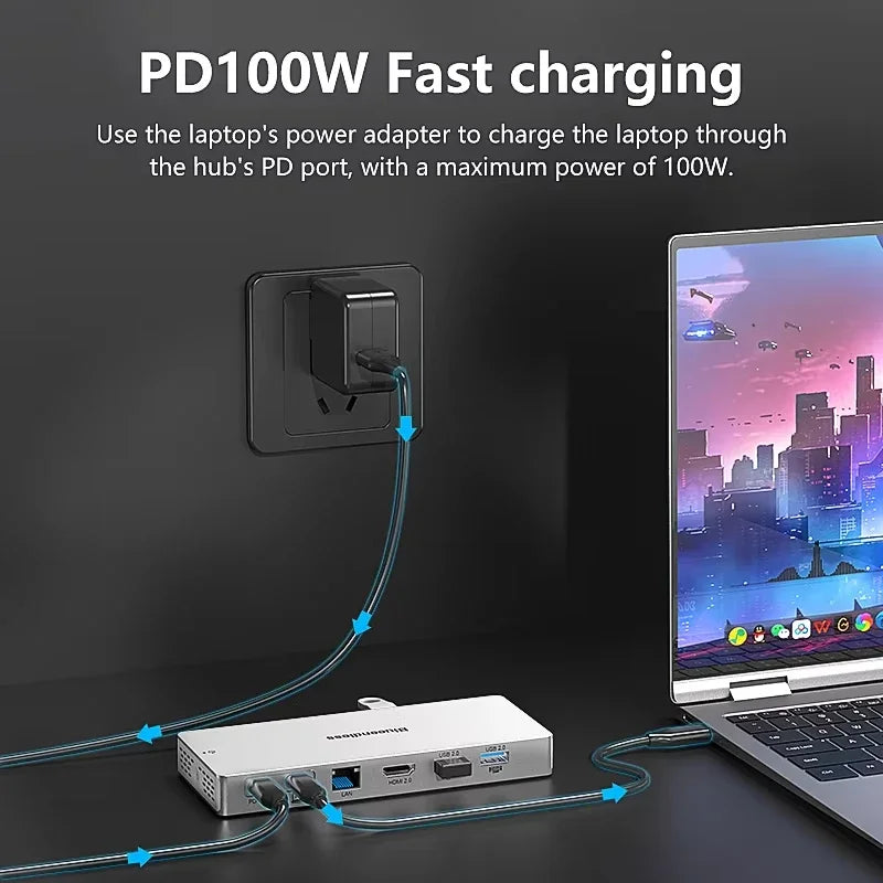 14 in 1 Type C USB Hub Docking Station USB 3.0 Card Reader