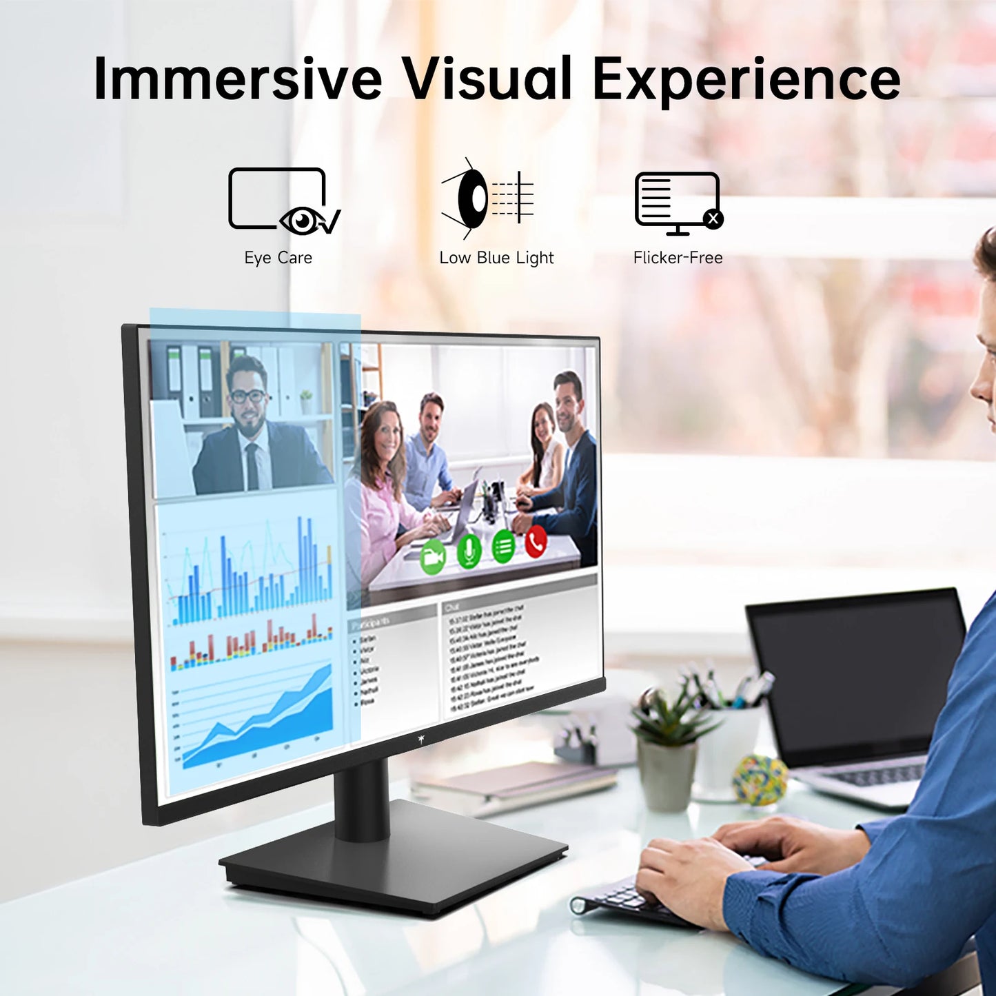 24 Inch 1080P Monitor 100Hz, FreeSync Gaming Monitor, HDMI, VGA