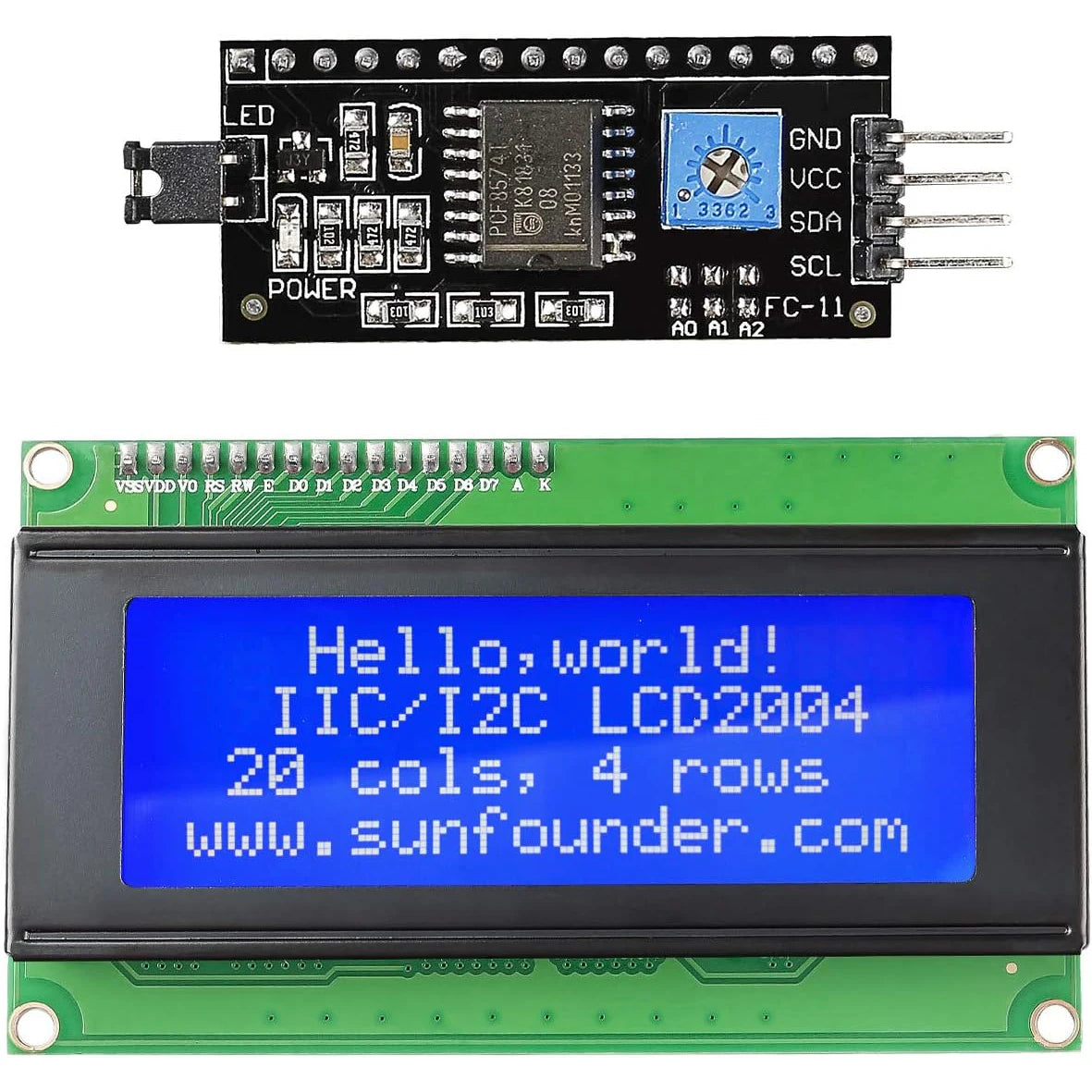 20x4 2004 LCD Display Module, IIC/I2C Serial Interface Adapter for Arduino R3