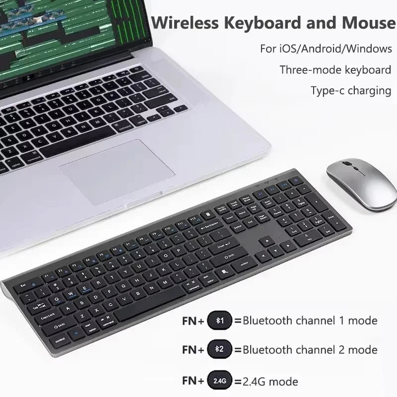Bluetooth 5.0 & 2.4G Wireless Keyboard and Mouse Combo, Mac, Android, PC, TV