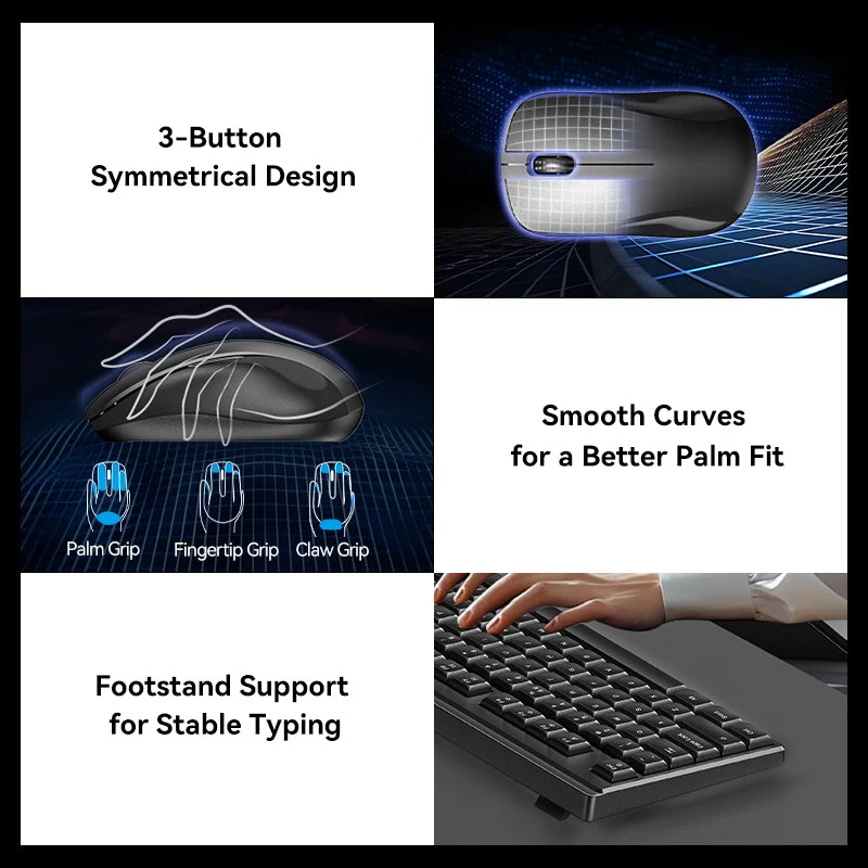 Vention, Wireless 2.4G USB, Silent, Ergonomic, Keyboard and Mouse Combo ,